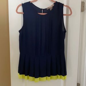 Forever21 Sleeveless Blouse Blue/Neon Yellow sizeM